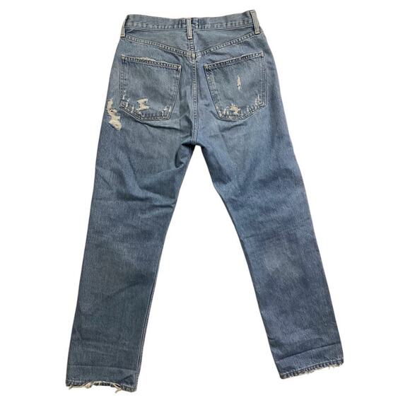 Agolde 90's Mid Rise Loose Fit light wash distress Jeans Size 27 - Picture 2 of 5